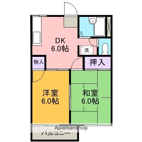 ファミール西浦(2DK/2階)の間取り写真