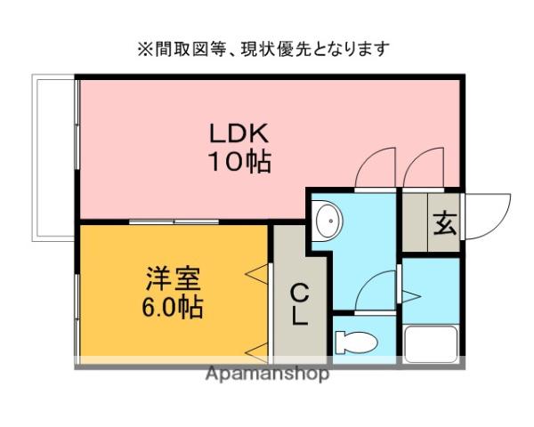 ファミール西浦(1LDK/2階)の間取り写真