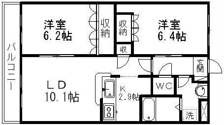 HYDE PARK NY(2LDK/2階)の間取り写真