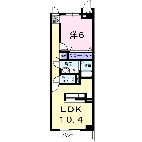 DEAMER大門(1LDK/1階)の間取り写真