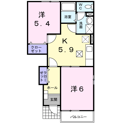 エピナ-ルA(2DK/1階)の間取り写真