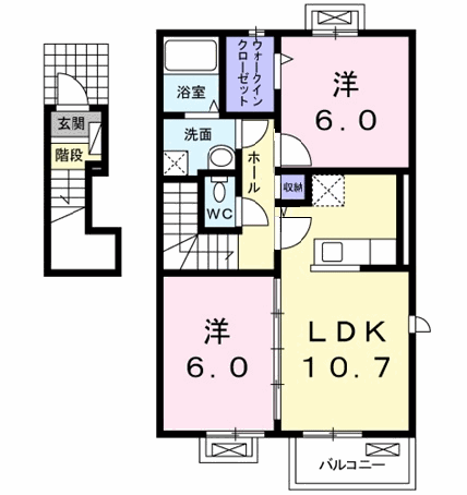 LAMERE真伝(2LDK/2階)の間取り写真