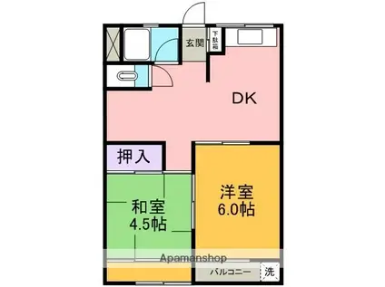 マンション賛栄(2DK/3階)の間取り写真