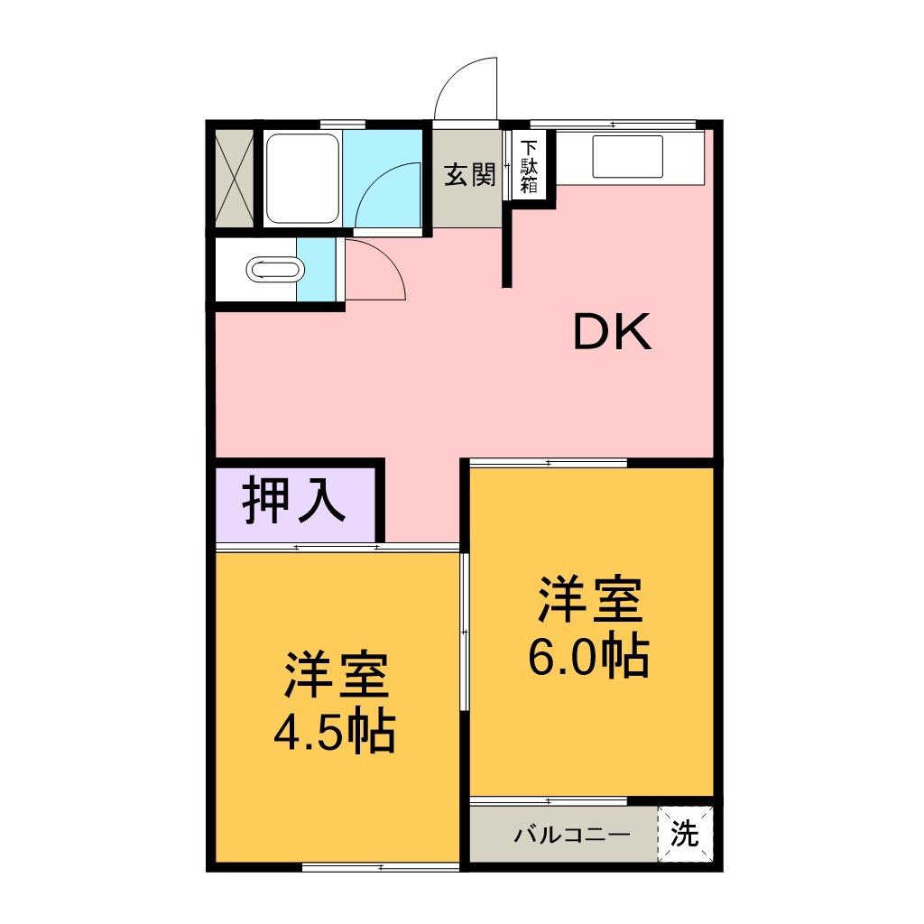 マンション賛栄(2DK/1階)の間取り写真