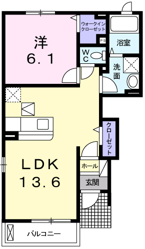 コンフォートⅡ(1LDK/1階)の間取り写真