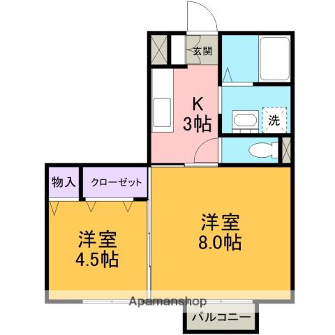 コンフォース(2K/2階)の間取り写真
