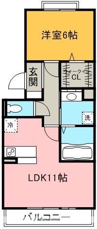 ELEGANCE HILLS(1LDK/1階)の間取り写真