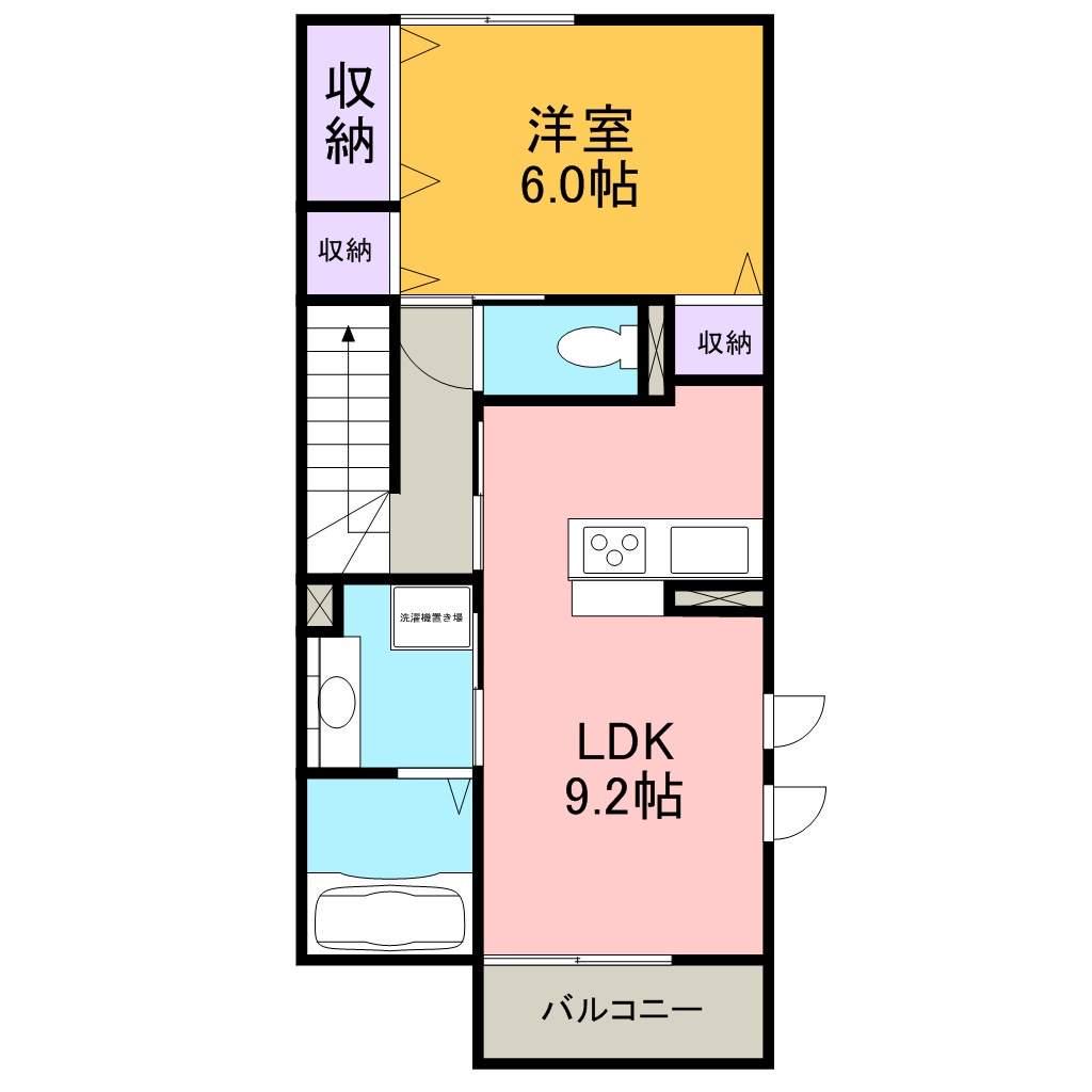 プロニティ鴨田(1LDK/2階)の間取り写真