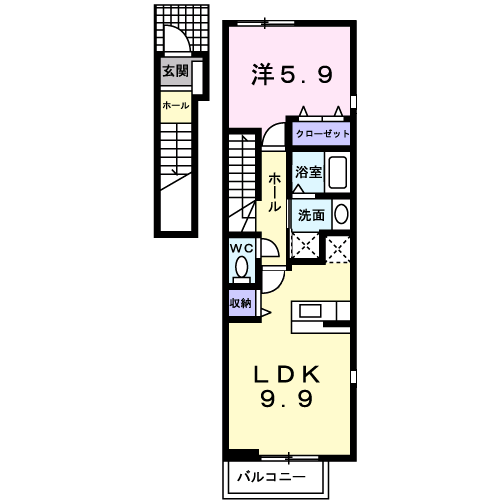 ベルコートⅠ(1LDK/2階)の間取り写真