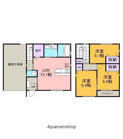 名鉄名古屋本線 東岡崎駅 バス乗車時間：8分 東丸根北バス停で下車 徒歩2分 2階建 築9年(3LDK)の間取り写真