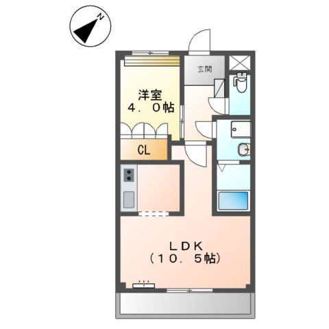ブルーサンズロック(1LDK/1階)の間取り写真