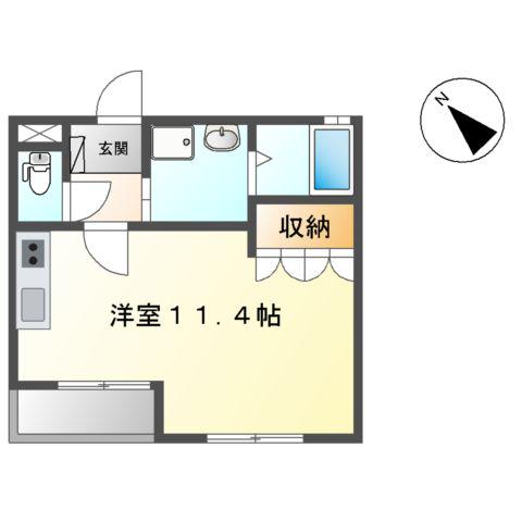 グランチェスタK-1(ワンルーム/2階)の間取り写真