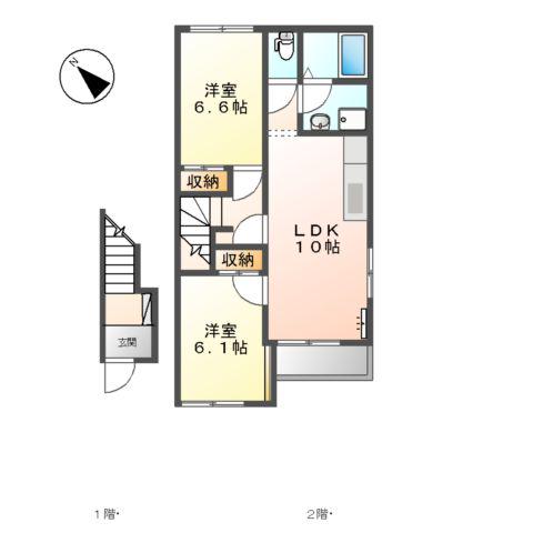 エルピーノ(2LDK/2階)の間取り写真