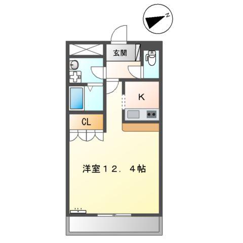 エクセール(1K/2階)の間取り写真