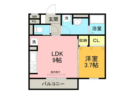 D-ROOM門前(1LDK/1階)の間取り写真