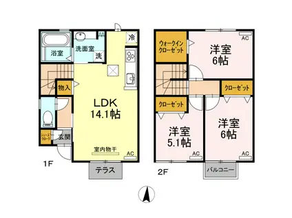 ハイツ春咲　北館(3LDK)の間取り写真