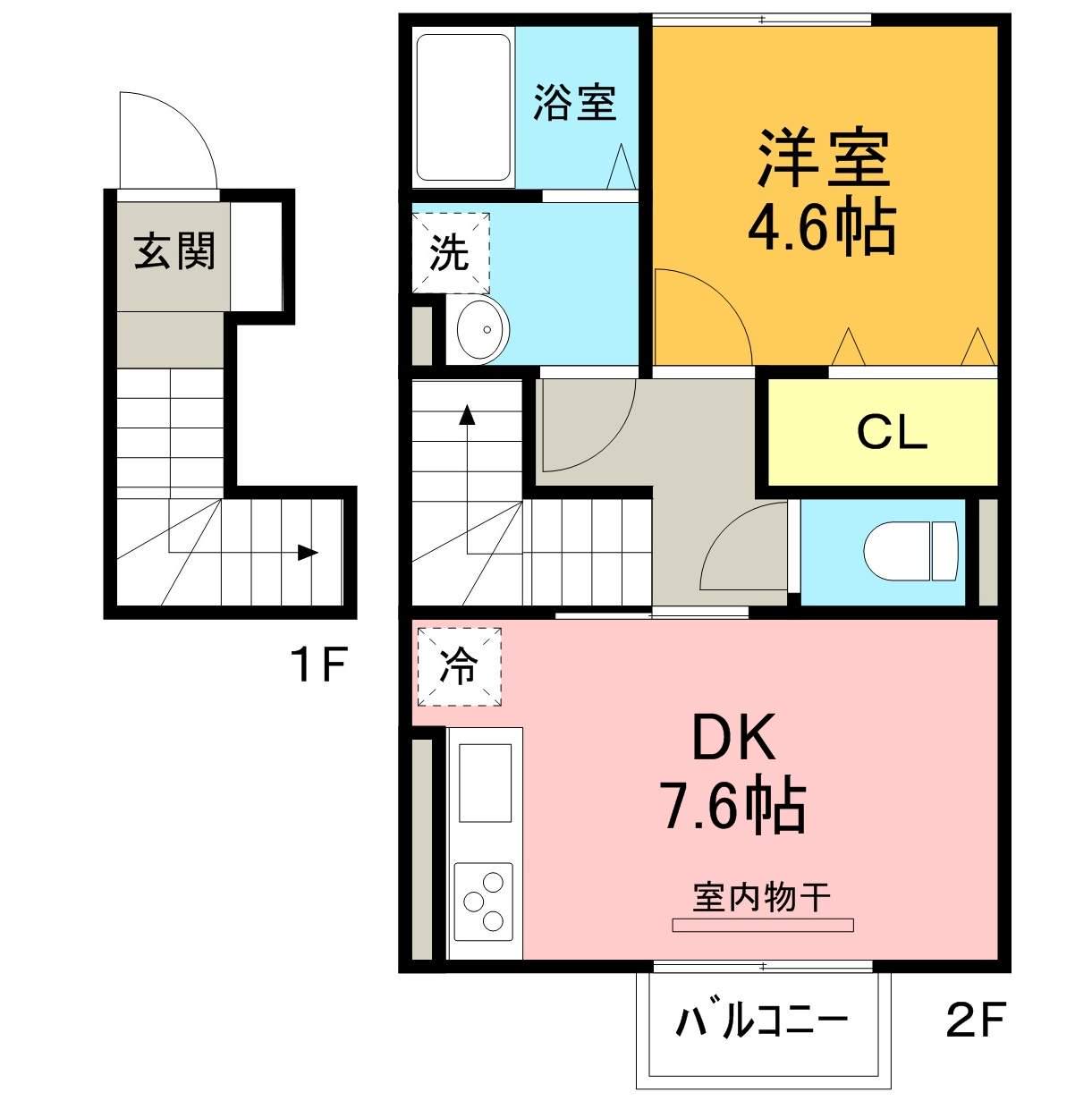 シャンツェ未来(1DK/2階)の間取り写真