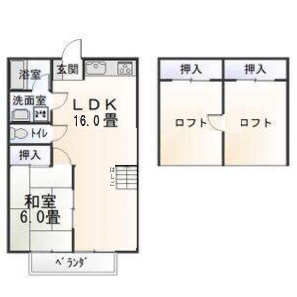 コーポラスノベルティC(1LDK/2階)の間取り写真