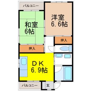 サン・グローリー(2DK/4階)の間取り写真