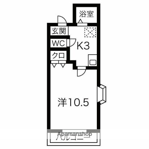サイリッチ久後崎(1K/1階)の間取り写真