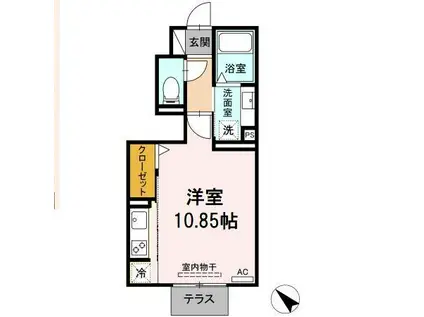 LIVING西岡崎(ワンルーム/1階)の間取り写真