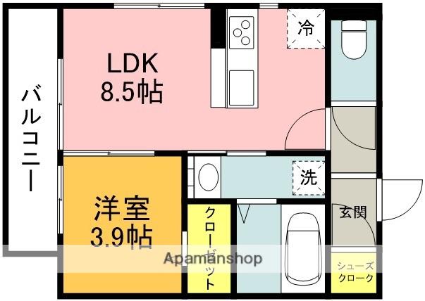 東海道本線 岡崎駅 徒歩4分 3階建 築3年(1LDK/2階)の間取り写真