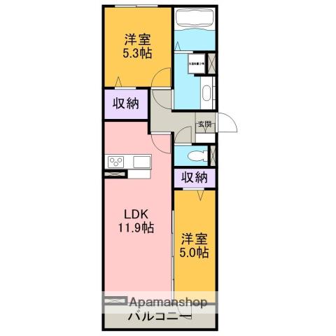 ルクール羽根東(2LDK/3階)の間取り写真