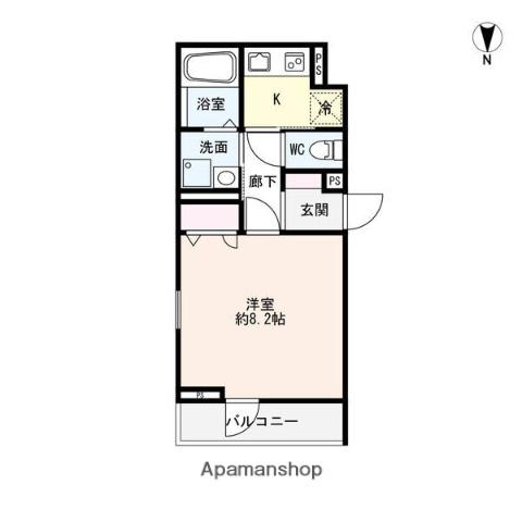 シャルムS岡崎(1K/2階)の間取り写真