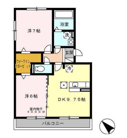 K.I.ハイツ(2DK/1階)の間取り写真