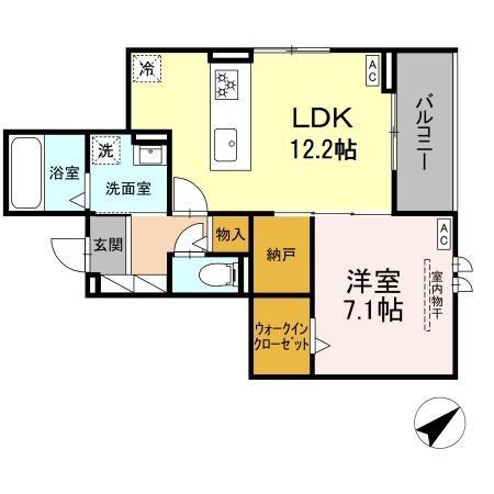 グレイスガーデン赤渋(1LDK/3階)の間取り写真