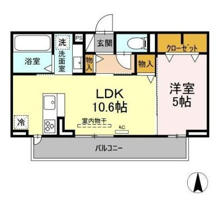 カーサ フェリーチェ(1LDK/2階)の間取り写真