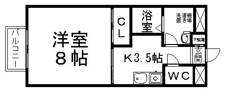 ジュネスブライトンA(1K/1階)の間取り写真