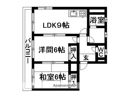 花鈴パートⅡ(2LDK/2階)の間取り写真