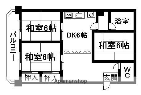 文京ハイツ(3LDK/4階)の間取り写真