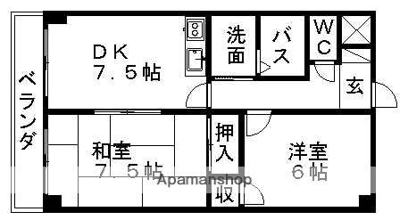 サニーコート平和(2LDK/5階)の間取り写真
