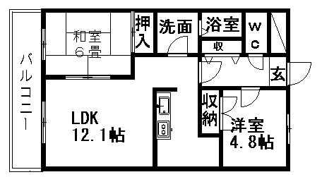 ベルクレスト(2LDK/2階)の間取り写真