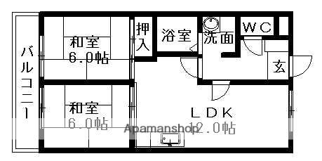 ハイツ昭和(2LDK/3階)の間取り写真