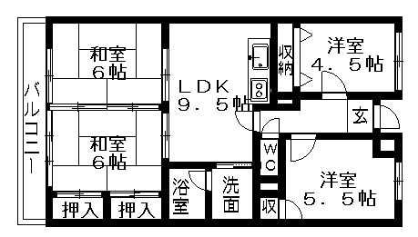 大椿ビルⅤ(4DK/3階)の間取り写真