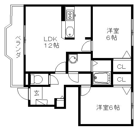 さくらⅢ(2LDK/1階)の間取り写真
