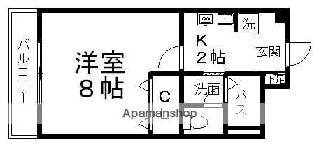 ルミエールE(1K/1階)の間取り写真