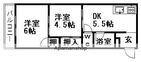 中野コーポラス(2DK/2階)の間取り写真