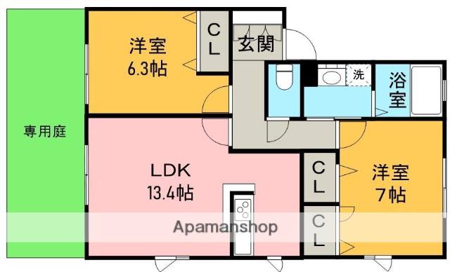 ベリーズスクエア(2LDK/1階)の間取り写真