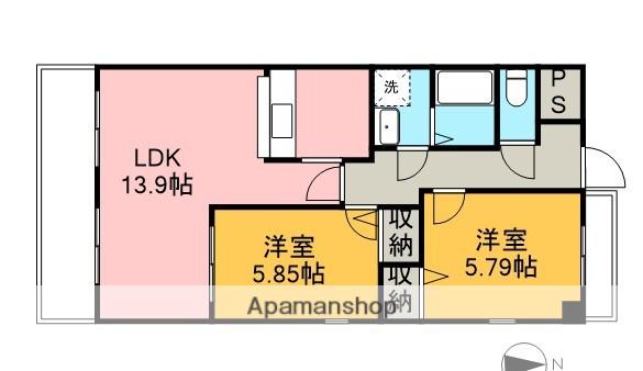 パークアベニュークニワ(2LDK/5階)の間取り写真