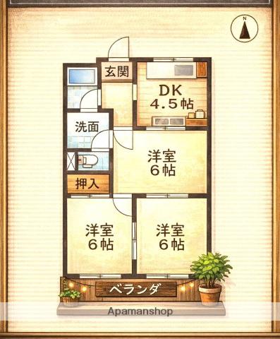 シャトータウン88(3DK/2階)の間取り写真