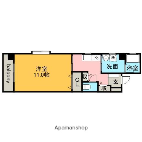 レイクワン(1K/2階)の間取り写真