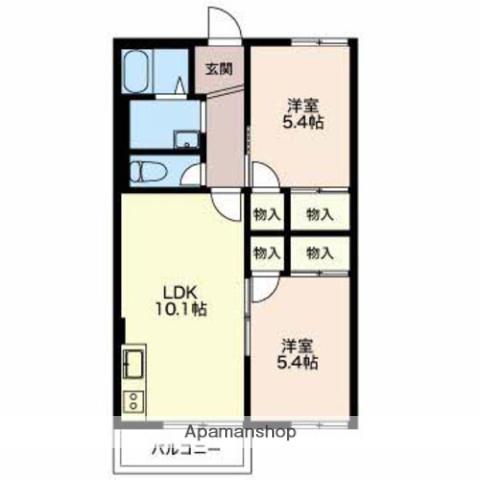 グリーンパーク丹陽(2LDK/2階)の間取り写真