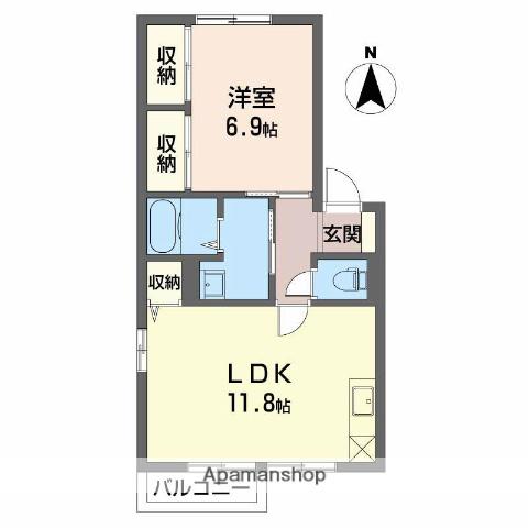 名鉄尾西線 奥町駅 徒歩7分 2階建 築31年(1LDK/2階)の間取り写真