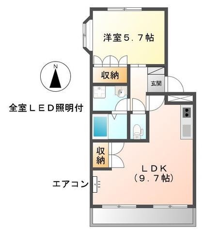 HIGH-LIGHT HISHIKAWA(1LDK/2階)の間取り写真