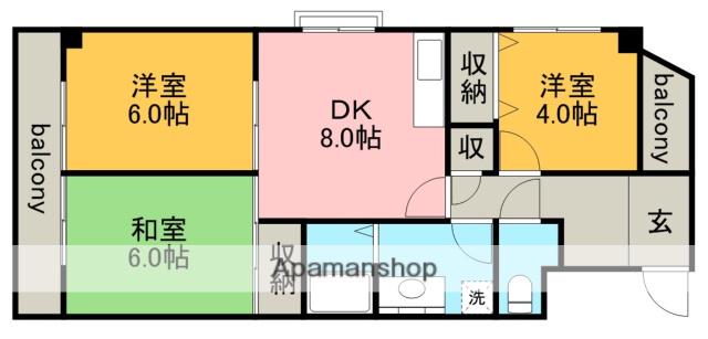 キャッスルシティ城崎Ⅱ(3DK/5階)の間取り写真
