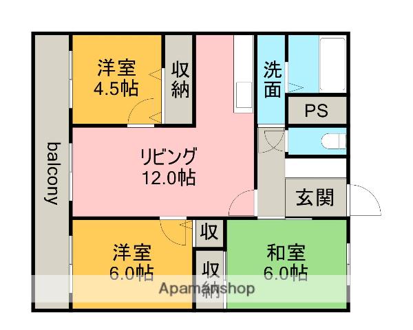 レジデンスMIZUO21(3LDK/2階)の間取り写真